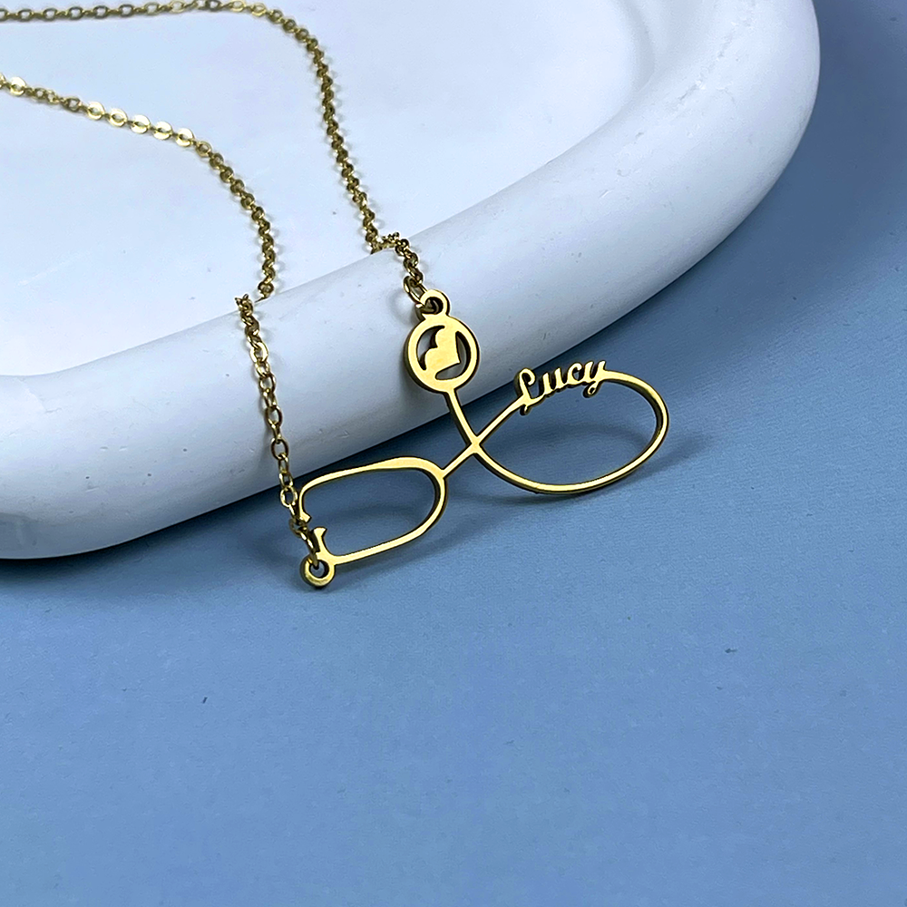 Personalized Name Necklace - Stethoscope Charm 07-Homacus