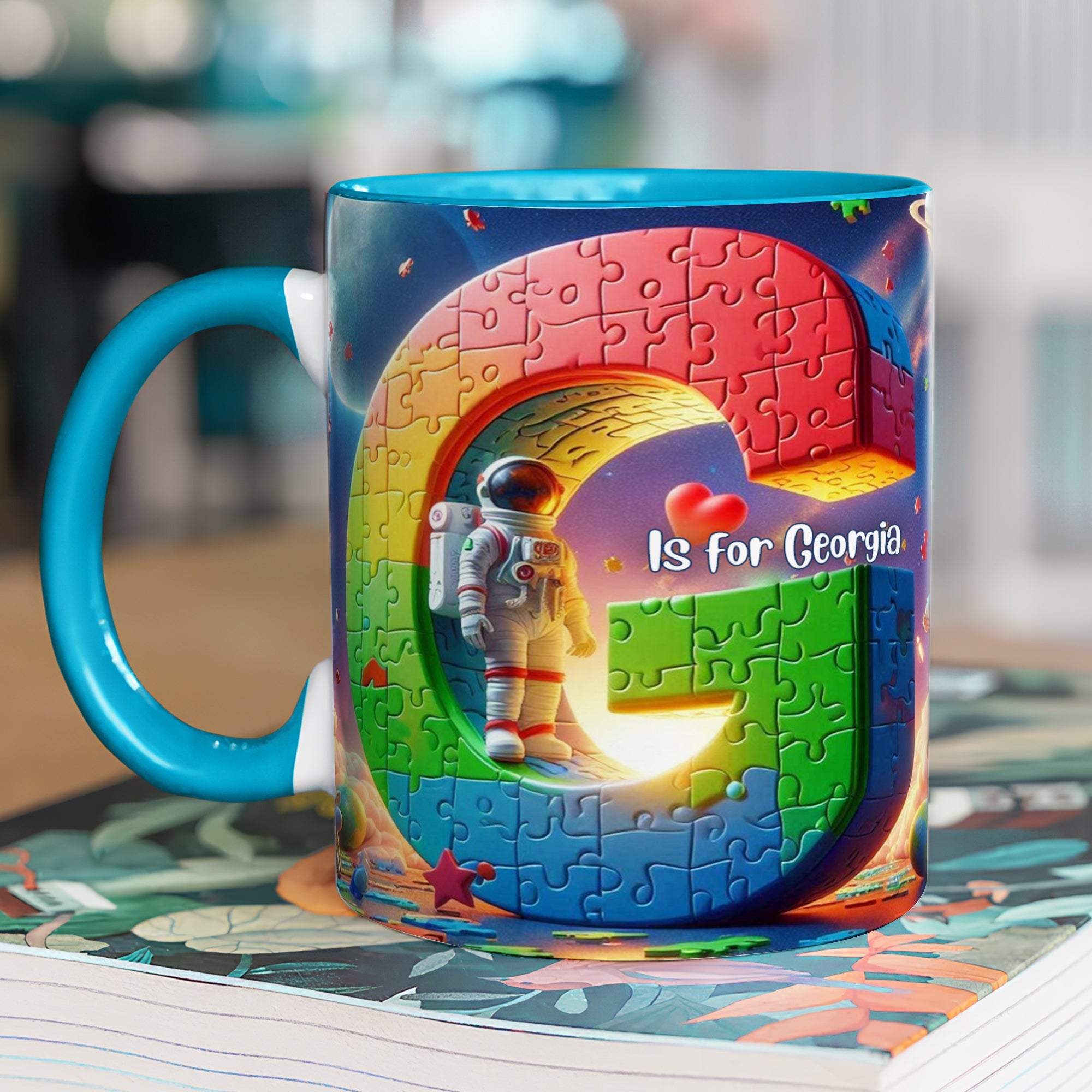 Personalized Gift For Autism Kid, 3D Puzzle Alphabet & Wandering Astronaut In Space 01QHLU060325 - Coffee Mug - GoDuckee