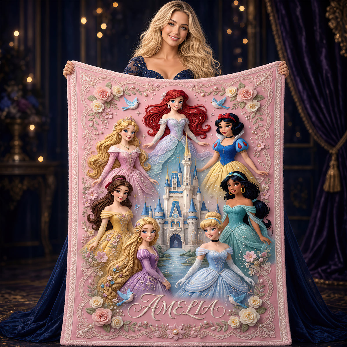 Lovely Fairy Tale Princesses Blanket - Personalized Gifts 04padt061026