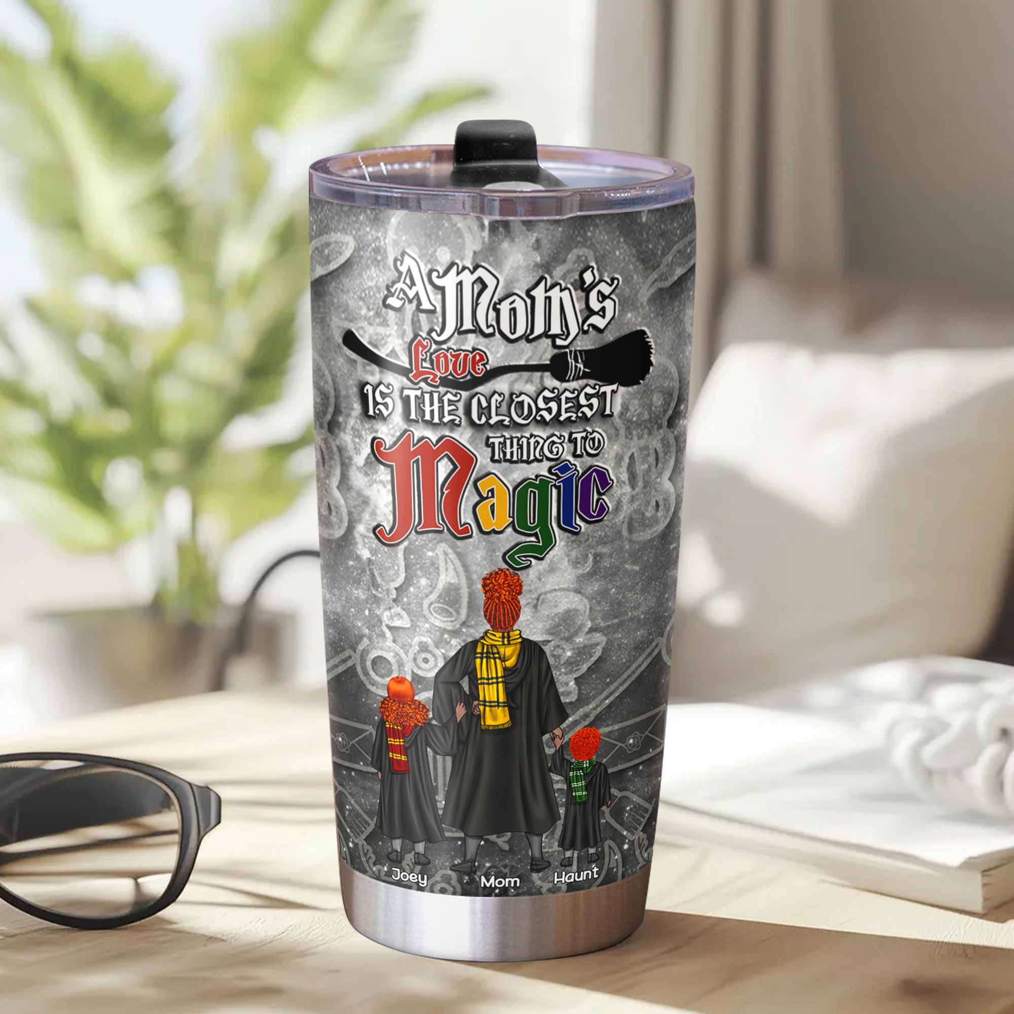 Personalized Gift For Magic Mom 20oz Tumbler Mom & Kids In The Wizarding World 04KALU210225TM-Homacus