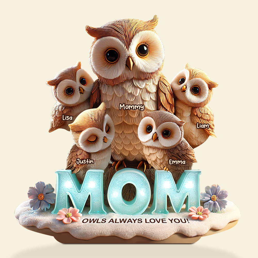 Owl Mom Plaque - Personalized Gifts For Mom 01hupu170425-Homacus