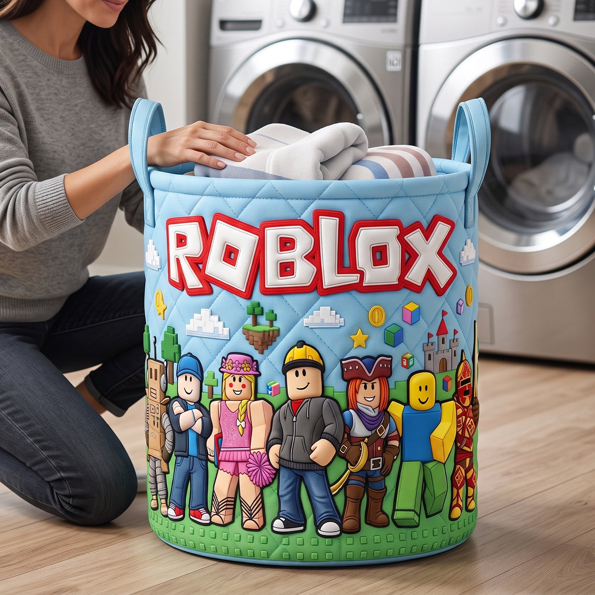 Block World Laundry Basket - Personalized Gifts 01natn140726-Homacus