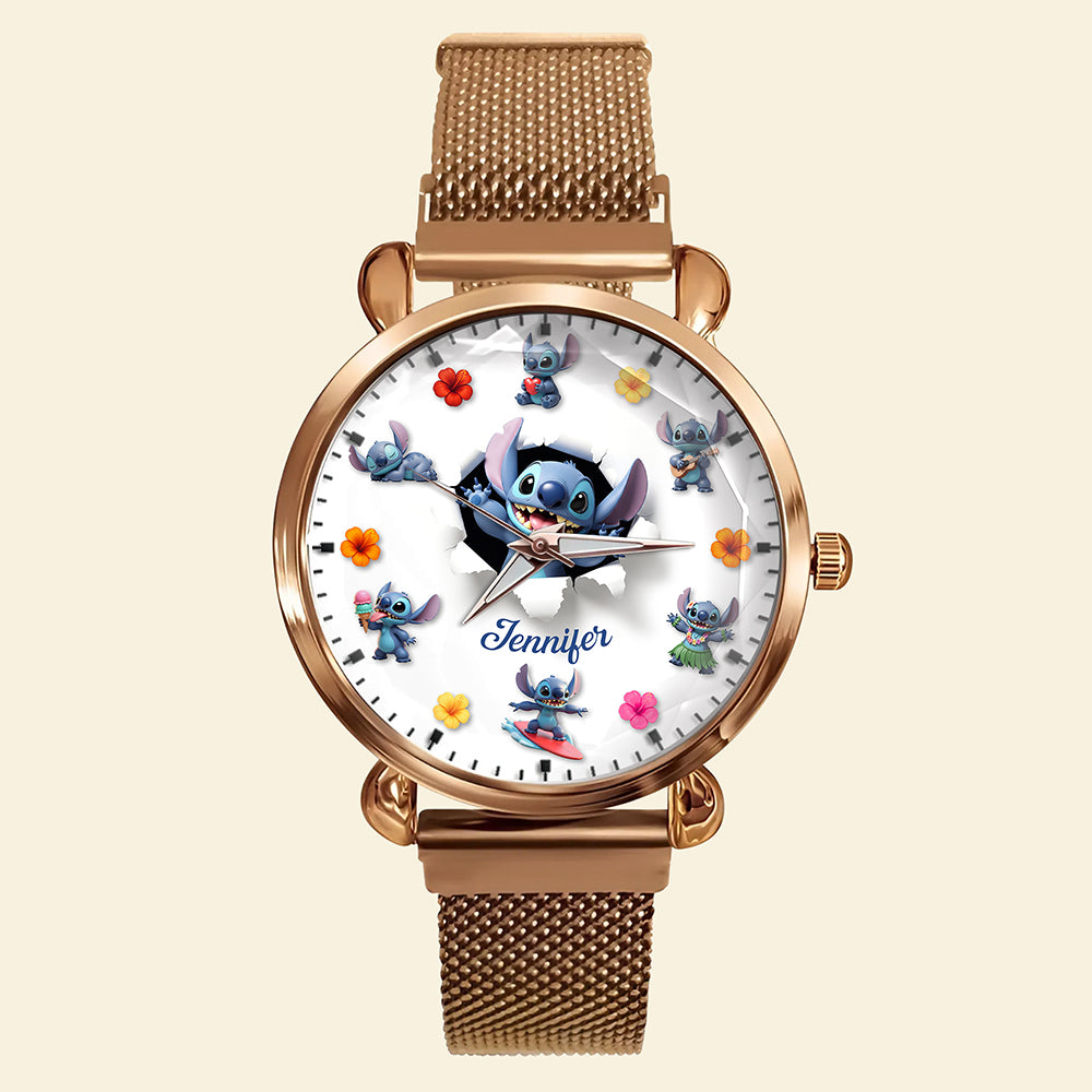 Blue Alien Mesh Strap Quartz Watch – Personalized Gifts for Cartoon Lovers 03pgqn170725-Homacus