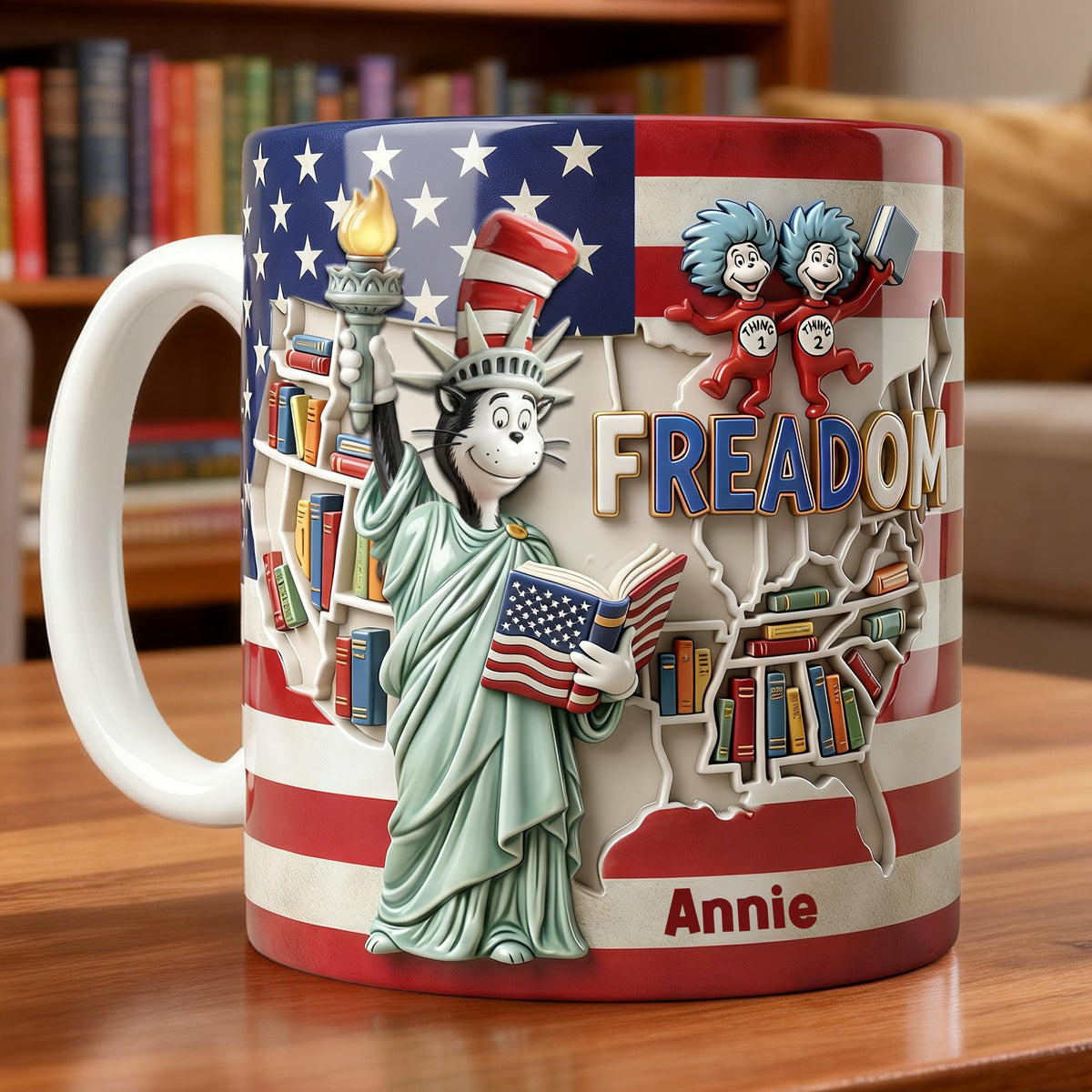 Patriotic Reading Coffee Mug - Personalized Gift For Reading Lovers 01PALU090226-Homacus