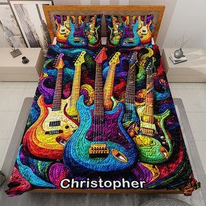 Personalized Gifts For Guitar Lovers Quilt Bedding Set Special Line Radiant Tones 11QNQN301224-Homacus