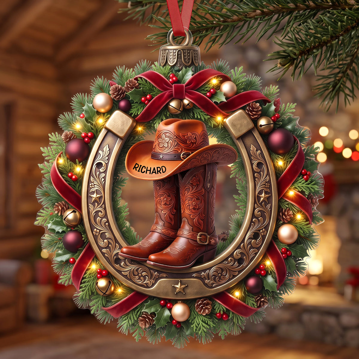 Sparkly Cowgirl & Cowboy Acrylic Ornament - Personalized Christmas Gifts 06tyqn150826