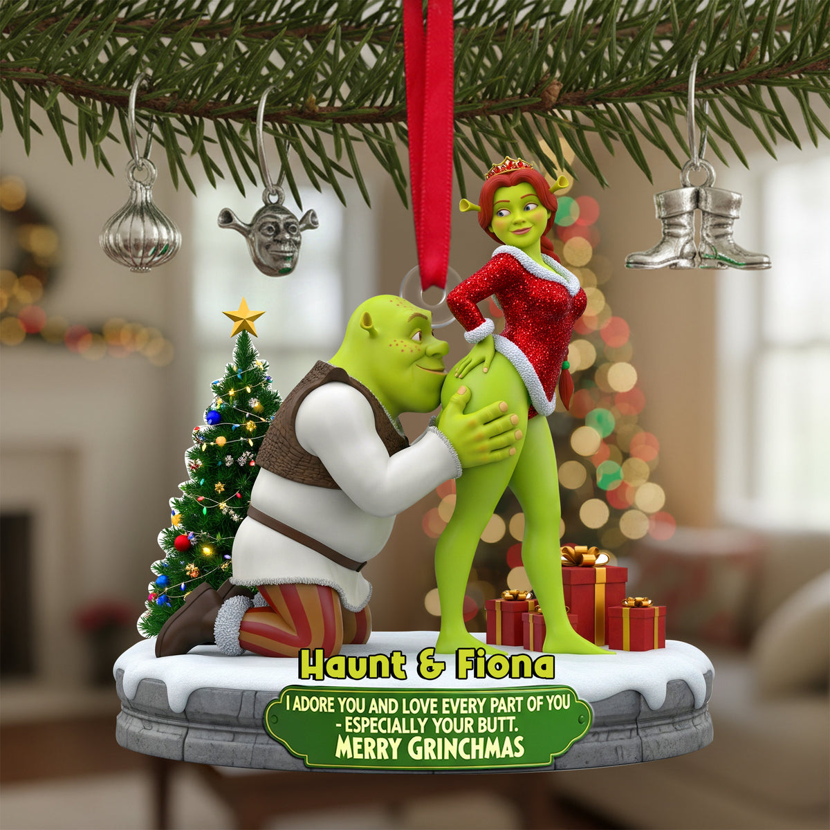 Cheeky Kisses Couple Ornament - Personalized Christmas Gifts For Couple 04OHLU120925-Homacus