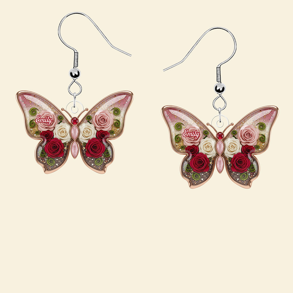Birth Month Flower Butterfly Acrylic Earrings – Personalized Gifts for Her 04naqn130625-Homacus