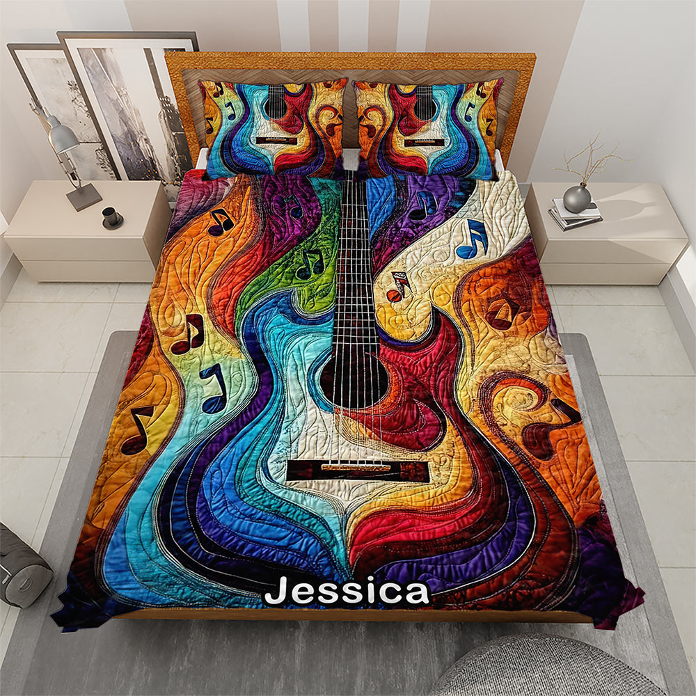 Personalized Colorful Rainbow Guitar For Guitar Lovers Quilt Bedding Set Special Line 07QNQN301224-Homacus