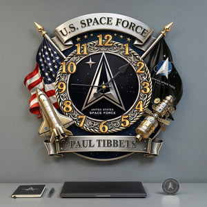 Space Military Hanging Clock - Personalized Gifts For Veteran Acrylic Hanging Wall Clock 02HUQN040626