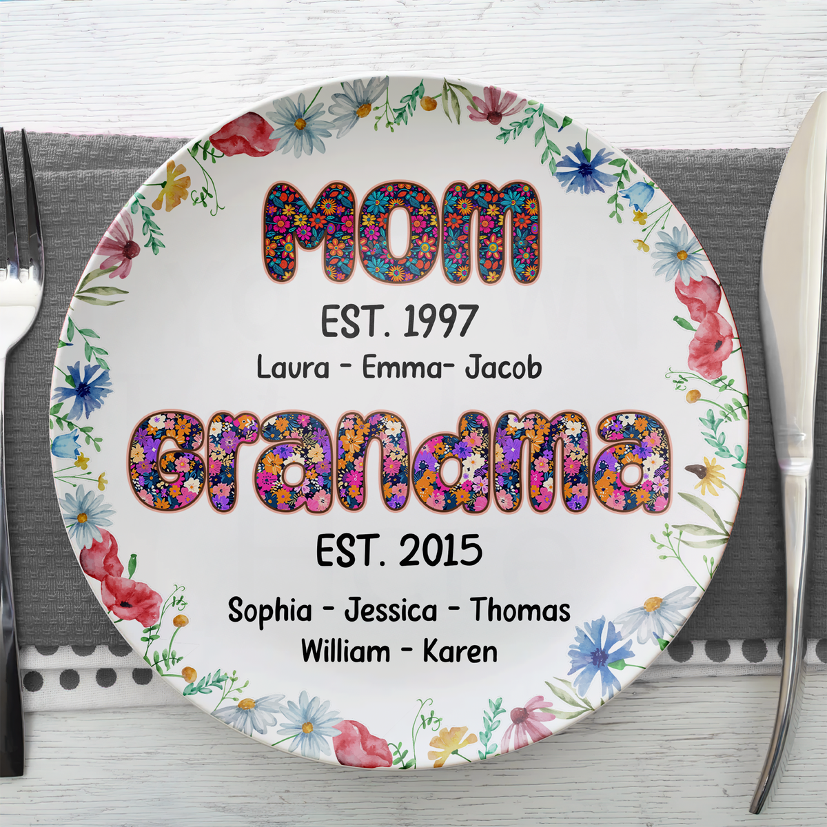 Personalized Gifts For Mom Ceramic Round Plate 02xqpu240325-Homacus