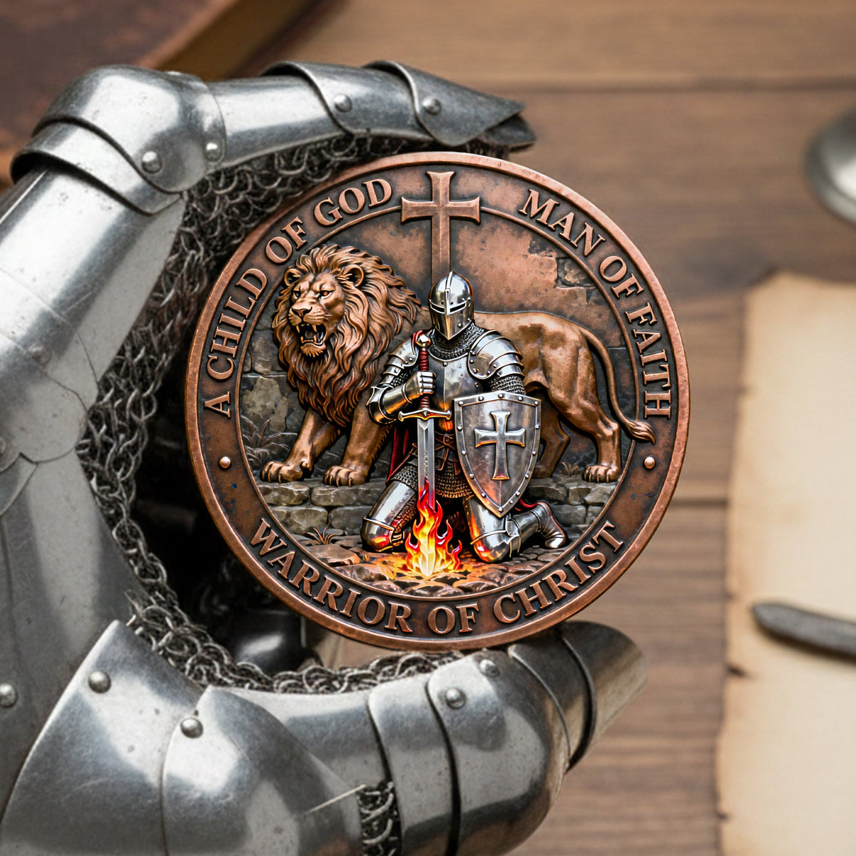Warrior Of Christ Printed Metal Coin - Gift For Christian 04NALU130226-Homacus