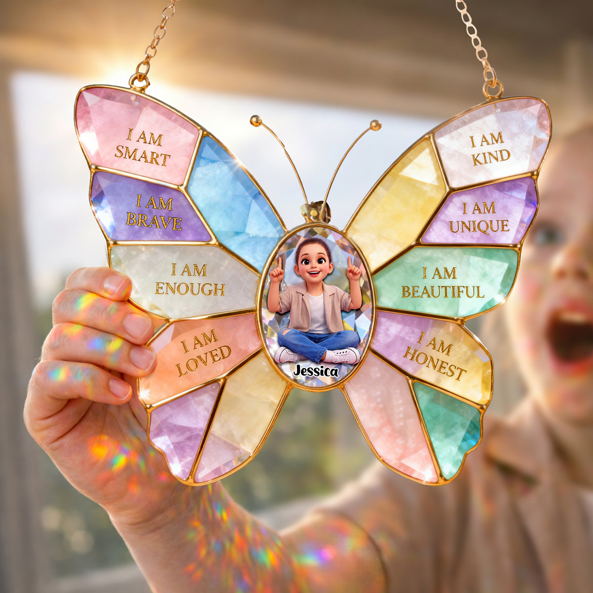 Daily Affirmation Kid Suncatcher Ornament Custom Photo Gifts For Kids 04NALU280226-Homacus