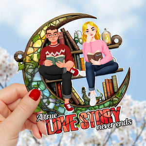 Personalized Gifts For Couple Suncatcher Ornament Book Lover 02XQDT031224PA-Homacus