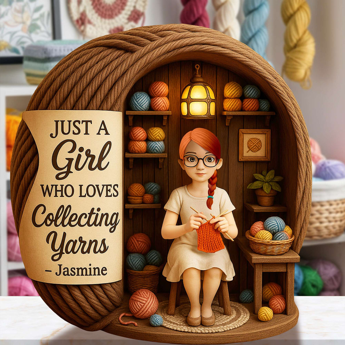 Collecting Yarn Girl Acrylic Plaque - Personalized Gifts For Knitting Lovers 06TOLU190725-Homacus