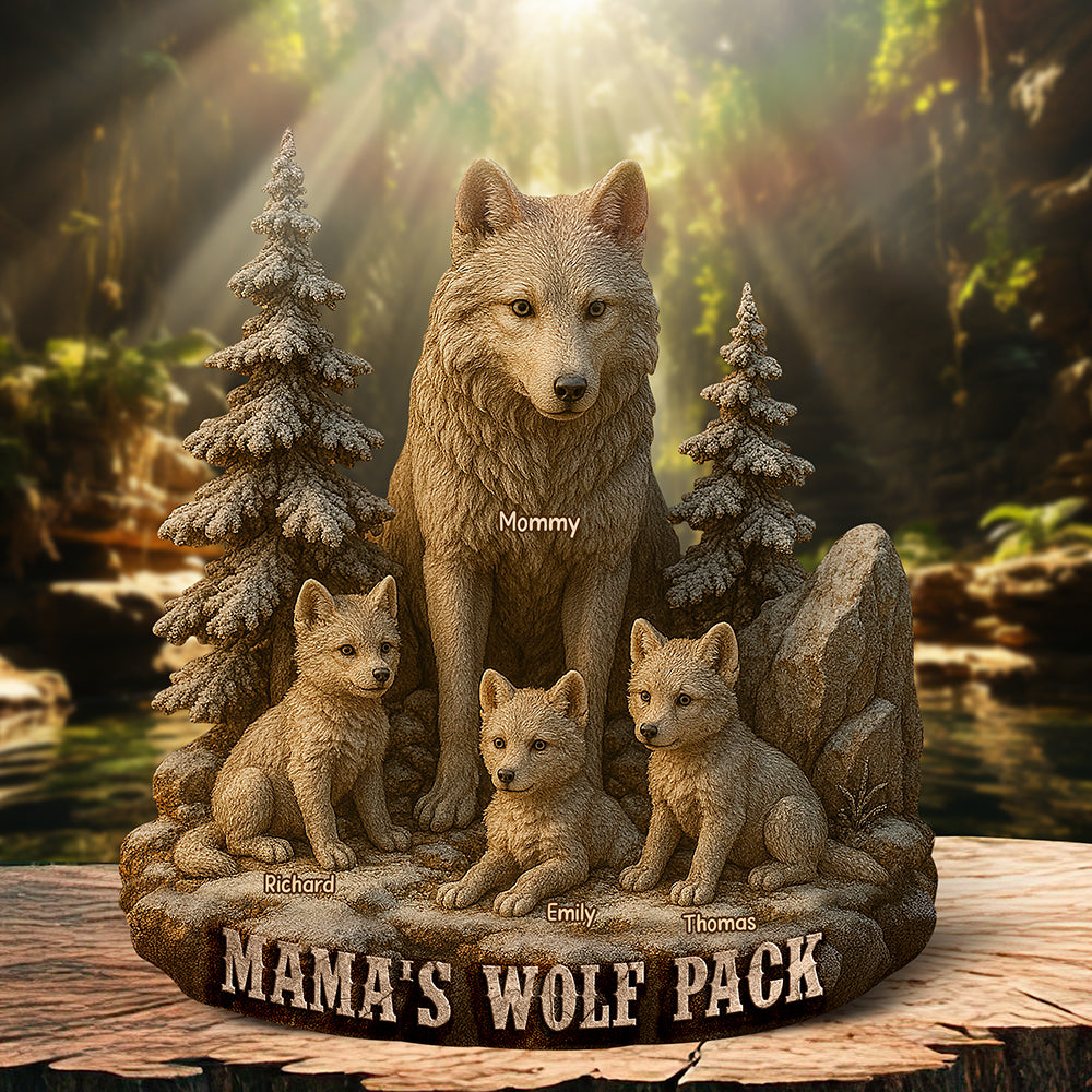 Personalized Christmas Gifts For Mom – Mama Wolf And Cubs Acrylic Plaque 04xqqn030425-Homacus