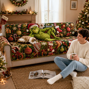 Grouchy Mischief Maker Quilted Sofa Cover - Personalized Christmas Gifts For Family 05nadh290826