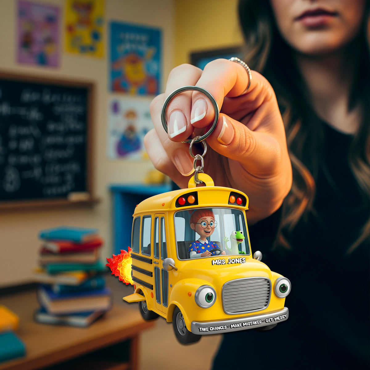 Adventure School Bus Acrylic Keychain - Personalized Custom Photo Gifts For Teacher 01NALU270825-Homacus