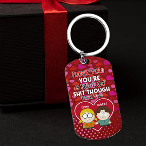 Personalized Gifts For Couples Love Cartoon Keychain Stainless Steel 01XQLU131224HG-Homacus