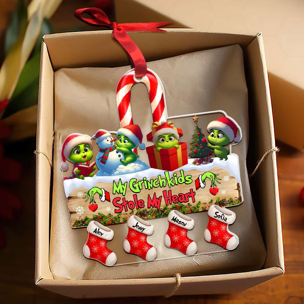 Personalized Gift For Grandma Christmas Ornament Green Monster Kids 01KAMH261124-Homacus