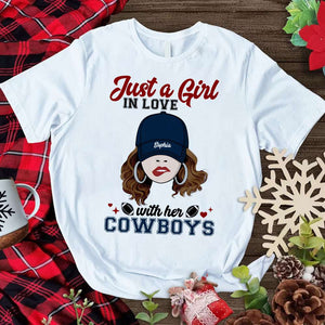 Personalized Gifts For American Football Shirt Just A Girl With Her Team Logo-Homacus