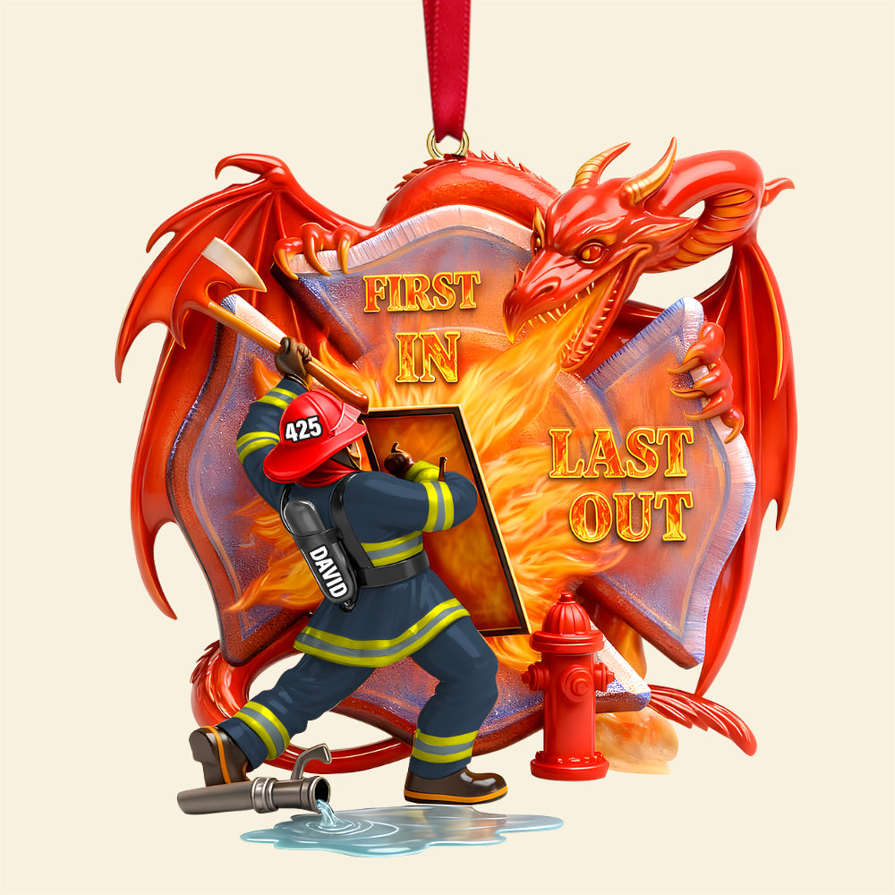 Firefighting With Dragon Acrylic Ornament - Personalized Gifts For Firefighter 04QHTN101125-Homacus