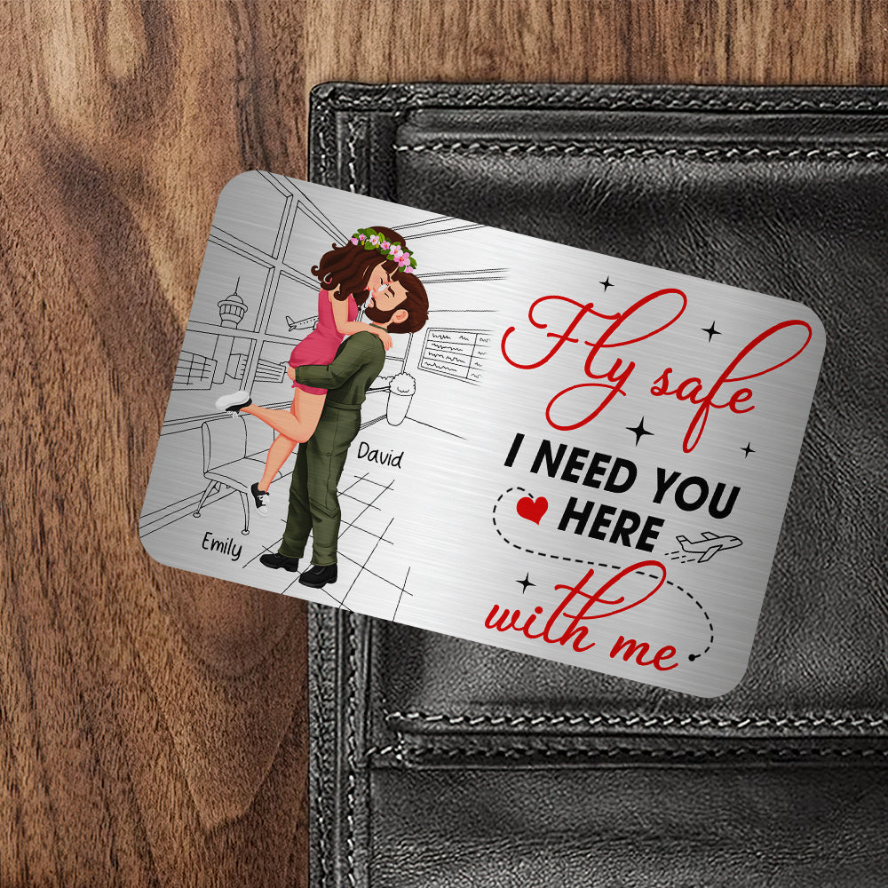 Personalized Gifts For Couple Pilot Wallet Card Fly Safe 04KAQN040225PA-Homacus