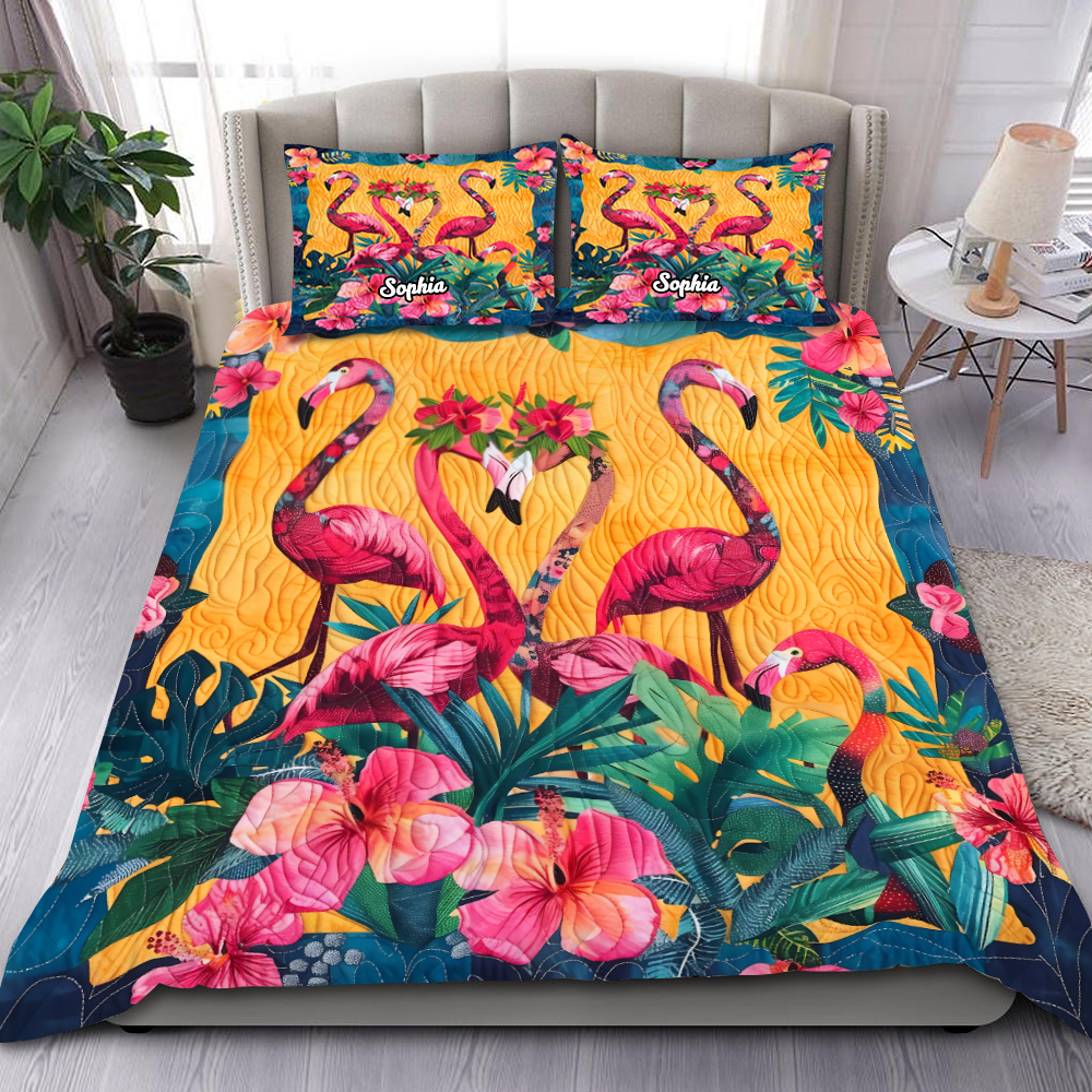 Personalized Gifts For Christmas Flamingo Quilt Bed Set 04HUPU051124-Homacus