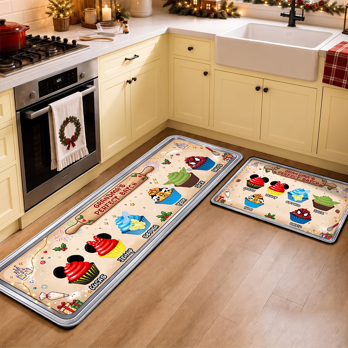 Sweet Cupcake Christmas Runner Rug - Personalized Gift For Grandmas 04NATN260826