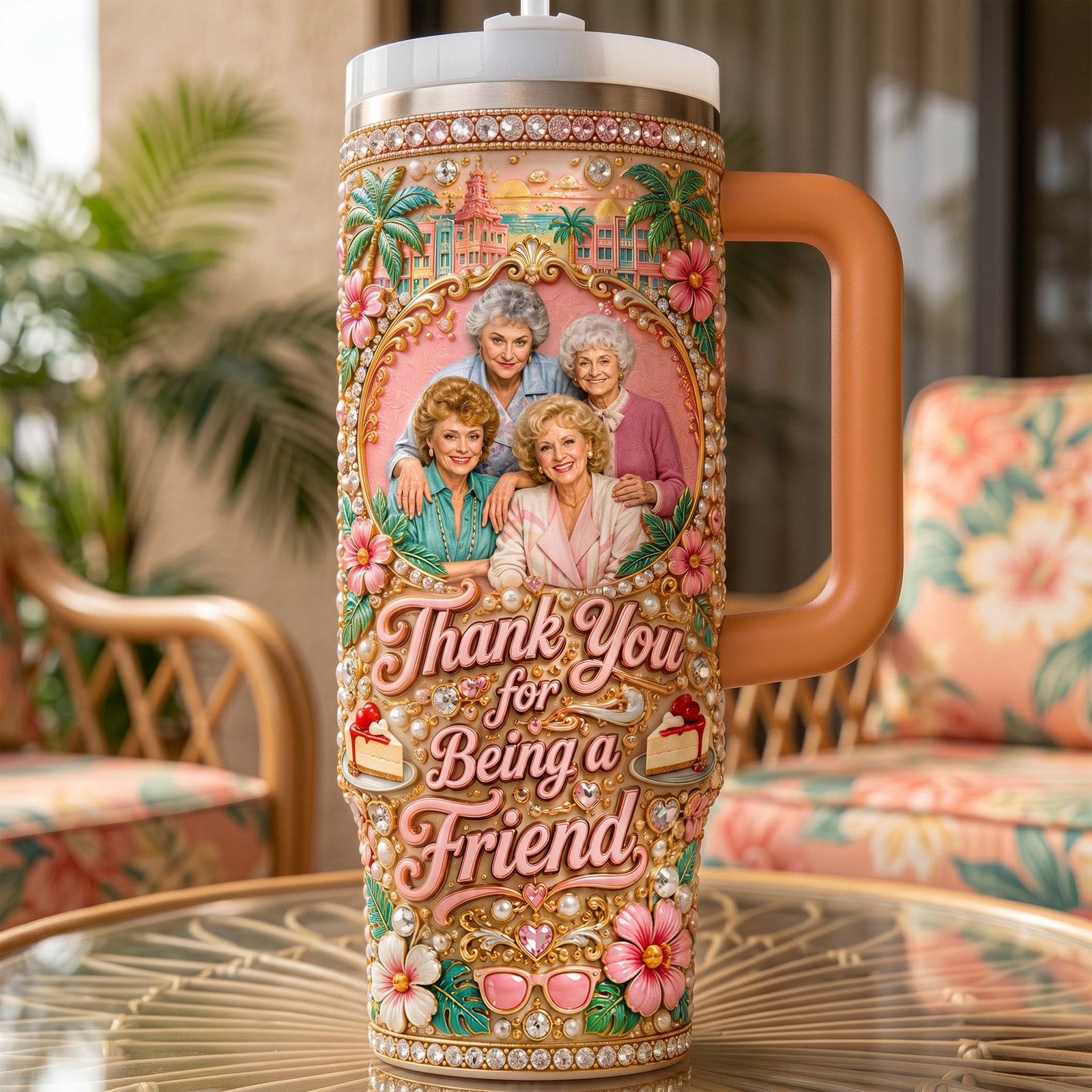 Cheers to Friendship 40oz Tumbler With Handle - Gifts For Friends 04NALU120626-Homacus