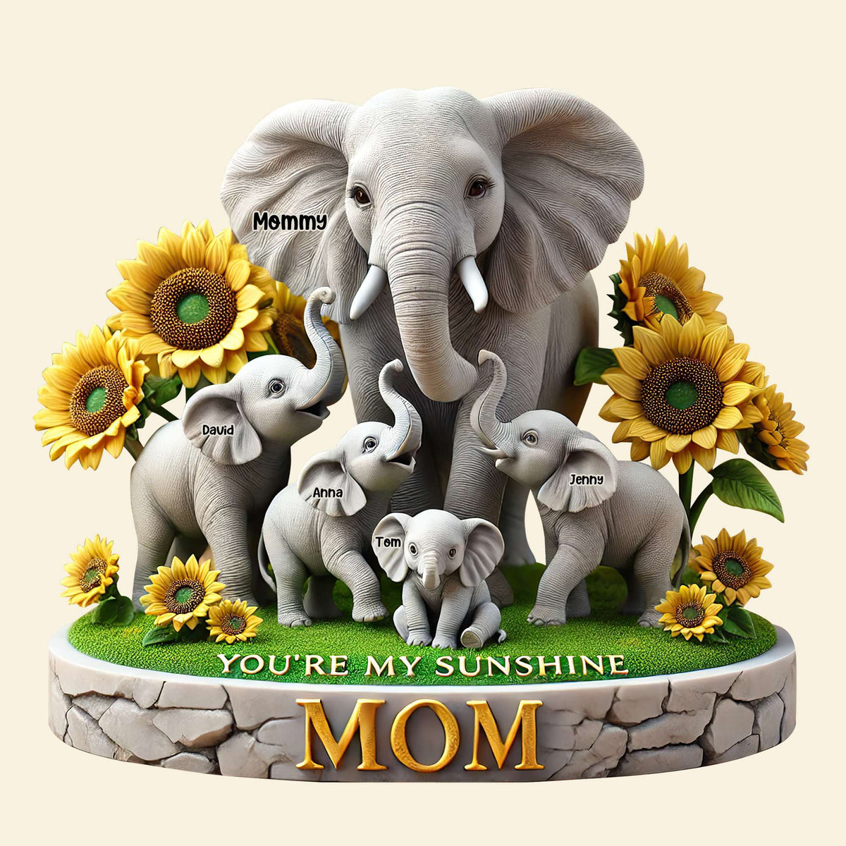 Elephant Mom Plaque - Personalized Gift For Mom 01HUTN190425-Homacus