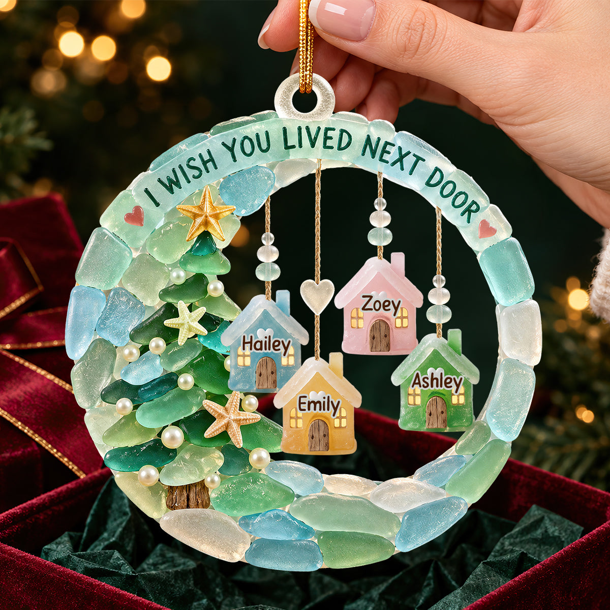 Besties House Seaglass Acrylic Ornament - Personalized Christmas Gifts 01nadt211026