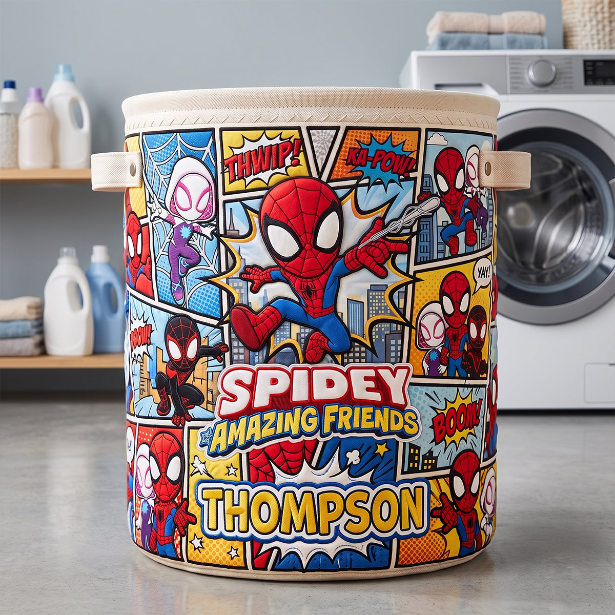 Comic Hero Quilted Laundry Basket - Personalize Gifts 02patn010726-Homacus