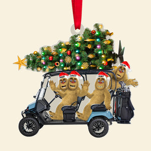 Personalized Gifts For Golf Friends Christmas Ornament, Bigfoot Riding Golf Cart 031qhtn240924-Homacus