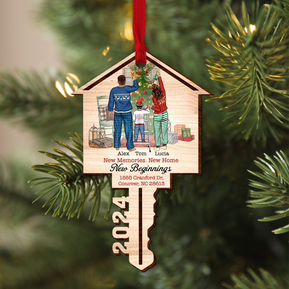 Personalized Gifts For Family Wood Ornament, Christmas New Home 01NATN290824TM-Homacus