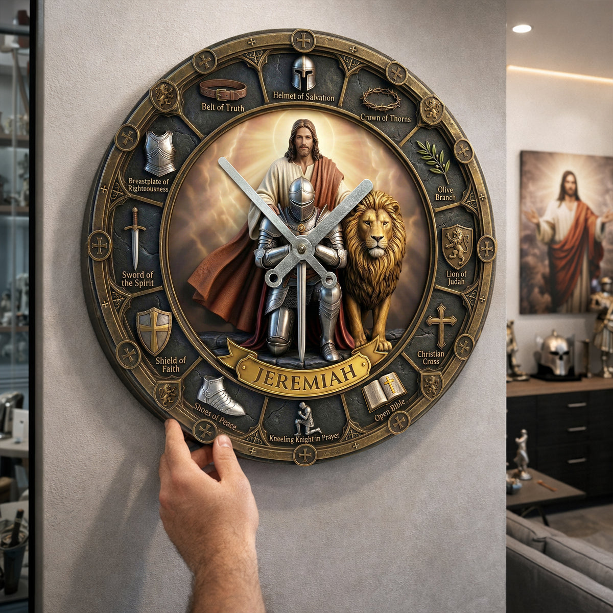Kneeling Knight Acrylic Hanging Wall Clock - Personalized Gifts For Christian 01hulu060326-Homacus