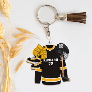 Hockey Player Keychain- Hockey Jersey with Custom Team Logo Gifts For Hockey Lovers-04huqn231224-Homacus