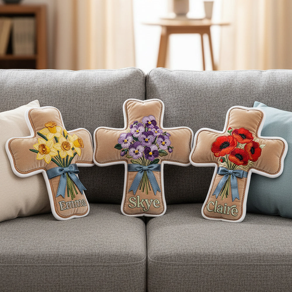 Birth Flower Christian Custom Shaped Pillow - Personalized Gifts For Christian 01nata251225-Homacus