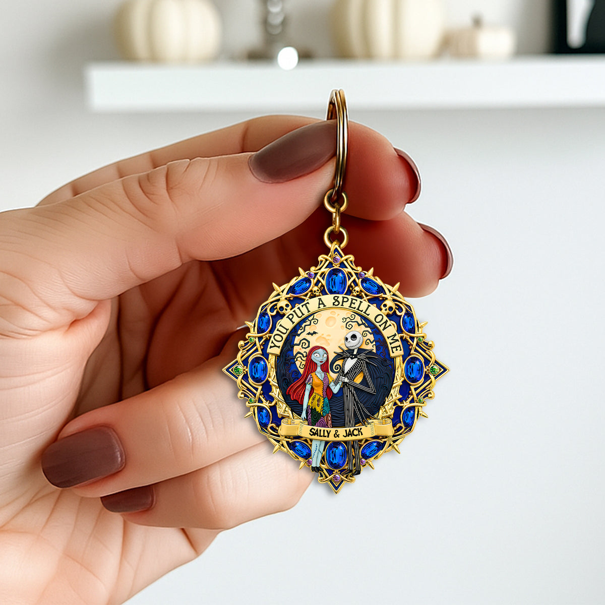 Gothic Skeleton Couple Keychain - Personalized Gifts For Couple 02HULU300825-Homacus