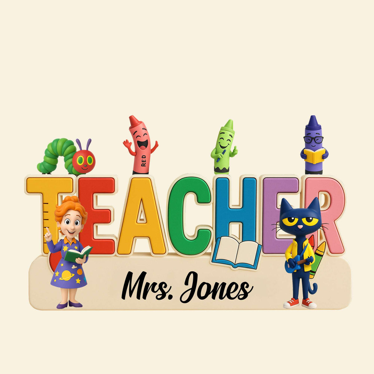 Teacher Book Character Acrylic Plaque - Personalized Christmas Gifts For Teacher 04NATN070525-Homacus