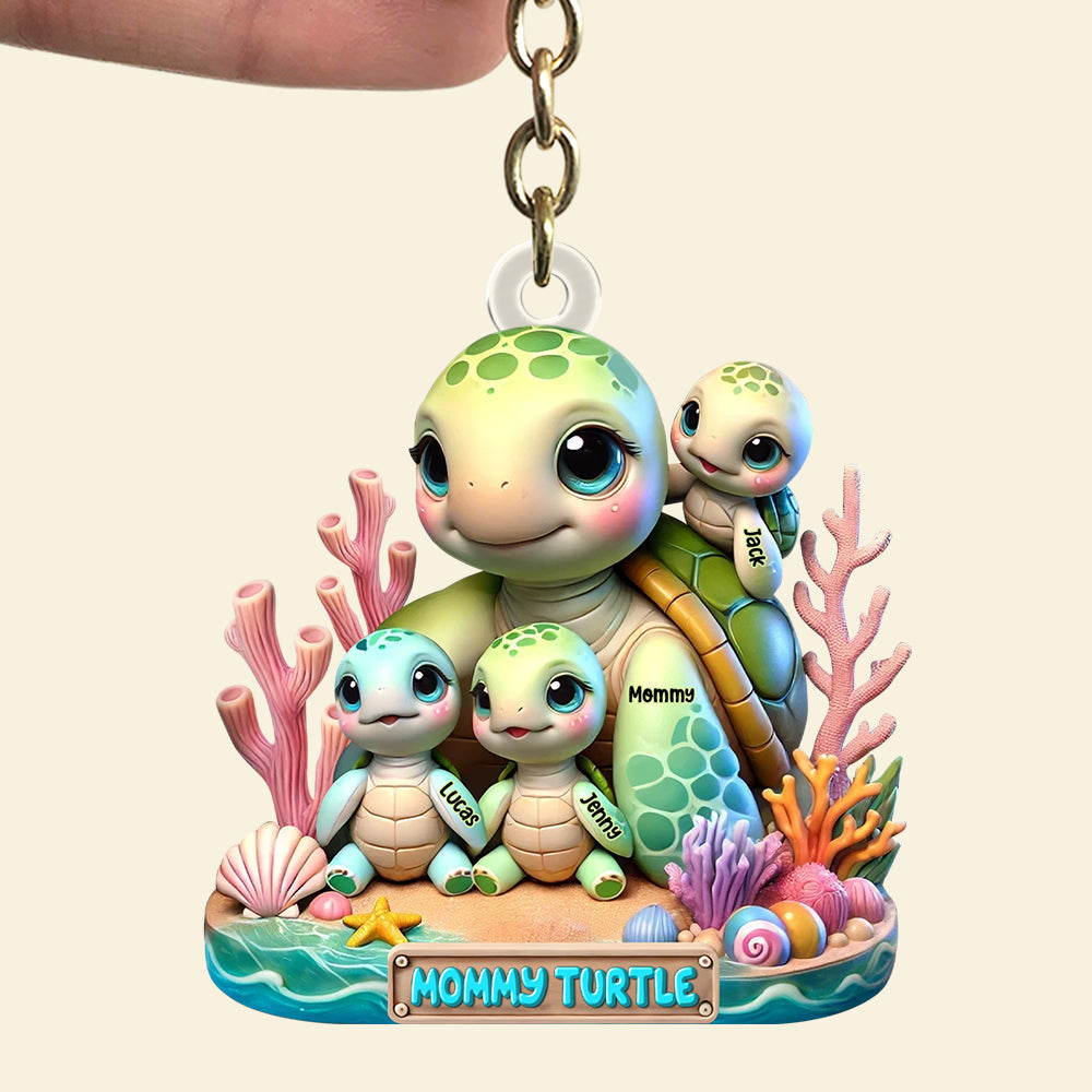 Personalized Gifts For Mom Keychain Mommy Turtle 01qhtn180425-Homacus