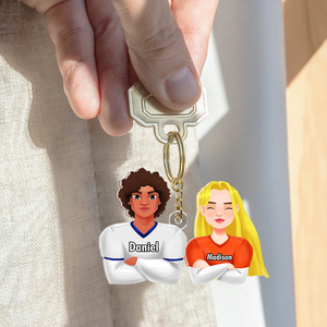 Personalized Gifts For Couple Keychain Football Lover Couple 031QHHU200125HG-Homacus