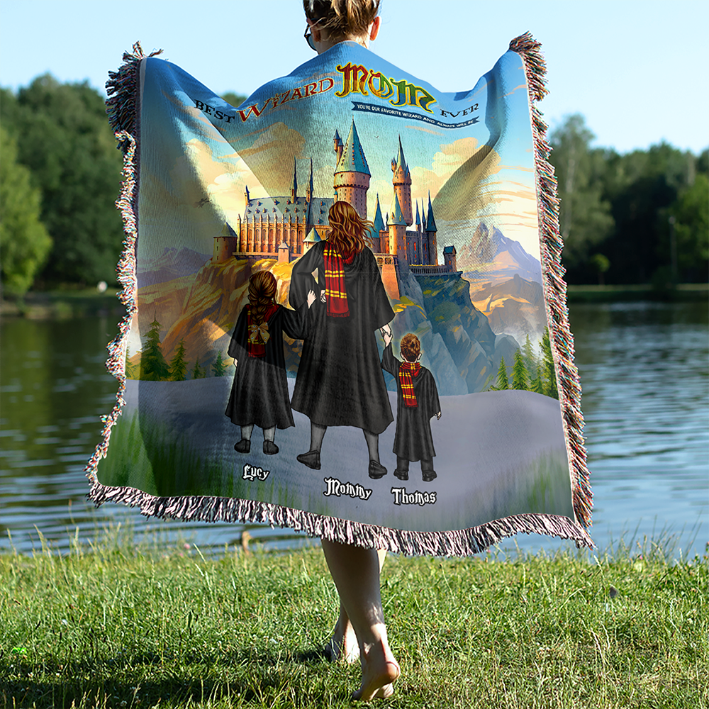 Personalized Gifts For Mom Woven Blanket Mother's Day Wizard Mom 06ACHU030425TM-Homacus