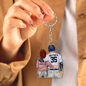 Personalized Gifts For Couple Keychain Baseball Couple 011QHHU200125TM-Homacus