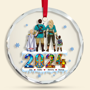 Video Game Family Ornament - Personalized Gifts For Family With Swords-Homacus