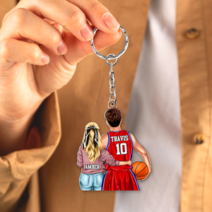 Personalized Gifts For Couple Keychain Basketball Couple 012QHHU200125TM-Homacus