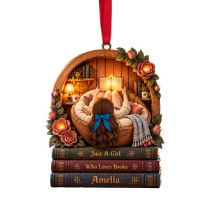 Book Lover Girl Ornament - Personalized Gifts For Bookworm Christmas Ornament 04PALU170926