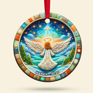 Personalized Memorial Gifts For Family Ceramic Christmas Ornament 03hupu210824 Angel Wings Girl-Homacus