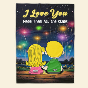 Personalized Gifts For Couple Blanket 02xqtn021224hg Love You More Than All The Stars-Homacus