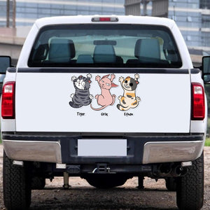Personalized Gifts For Cat Lovers Car Decal, Funny Cat Hanging Climbing 03qhtn080724-Homacus